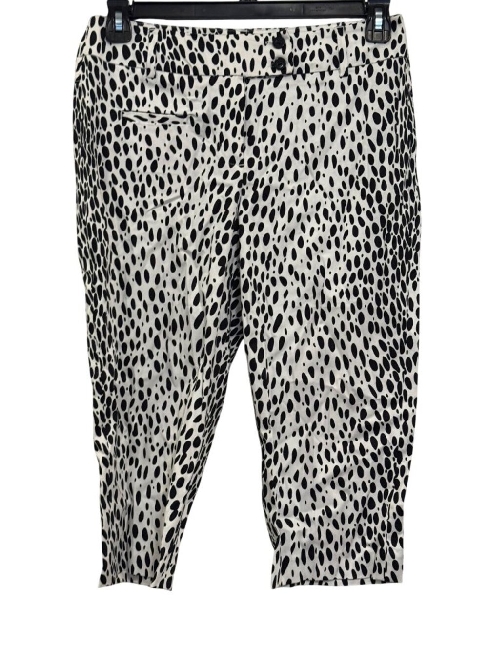 Sandro Womens Black & White Polka Dot Cropped Pants Size 6 Cotton Blend